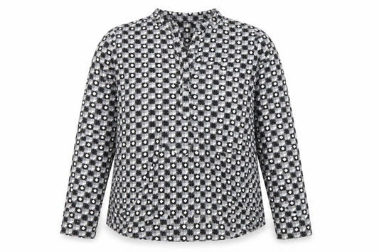 Cerulean Women’s Black Check Henley Long Sleeve Tunic Shirt S