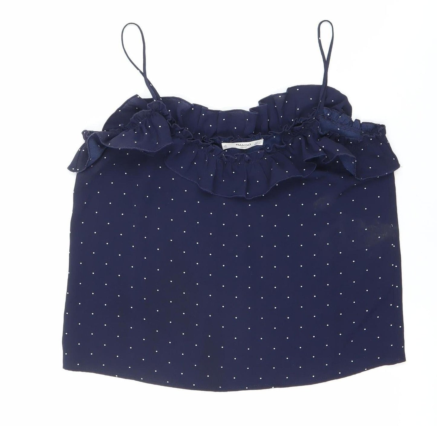 Mango Women’s Blue Polka Dot Ruffle Camisole Tank Top Size S