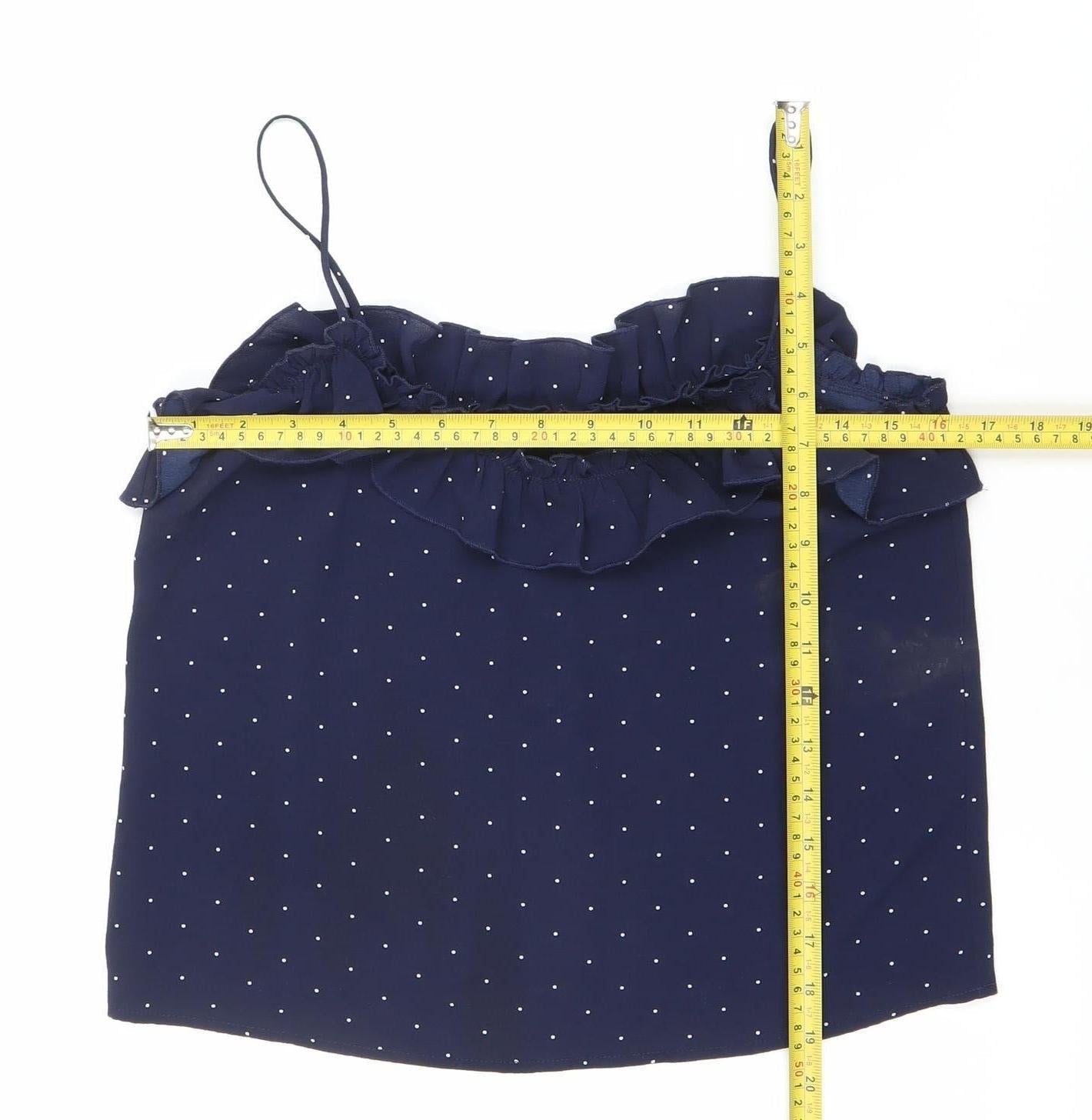 Mango Women’s Blue Polka Dot Ruffle Camisole Tank Top Size S