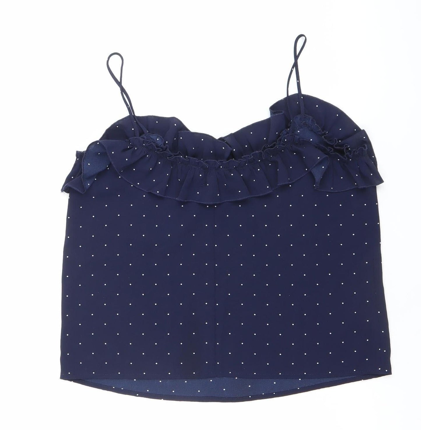 Mango Women’s Blue Polka Dot Ruffle Camisole Tank Top Size S