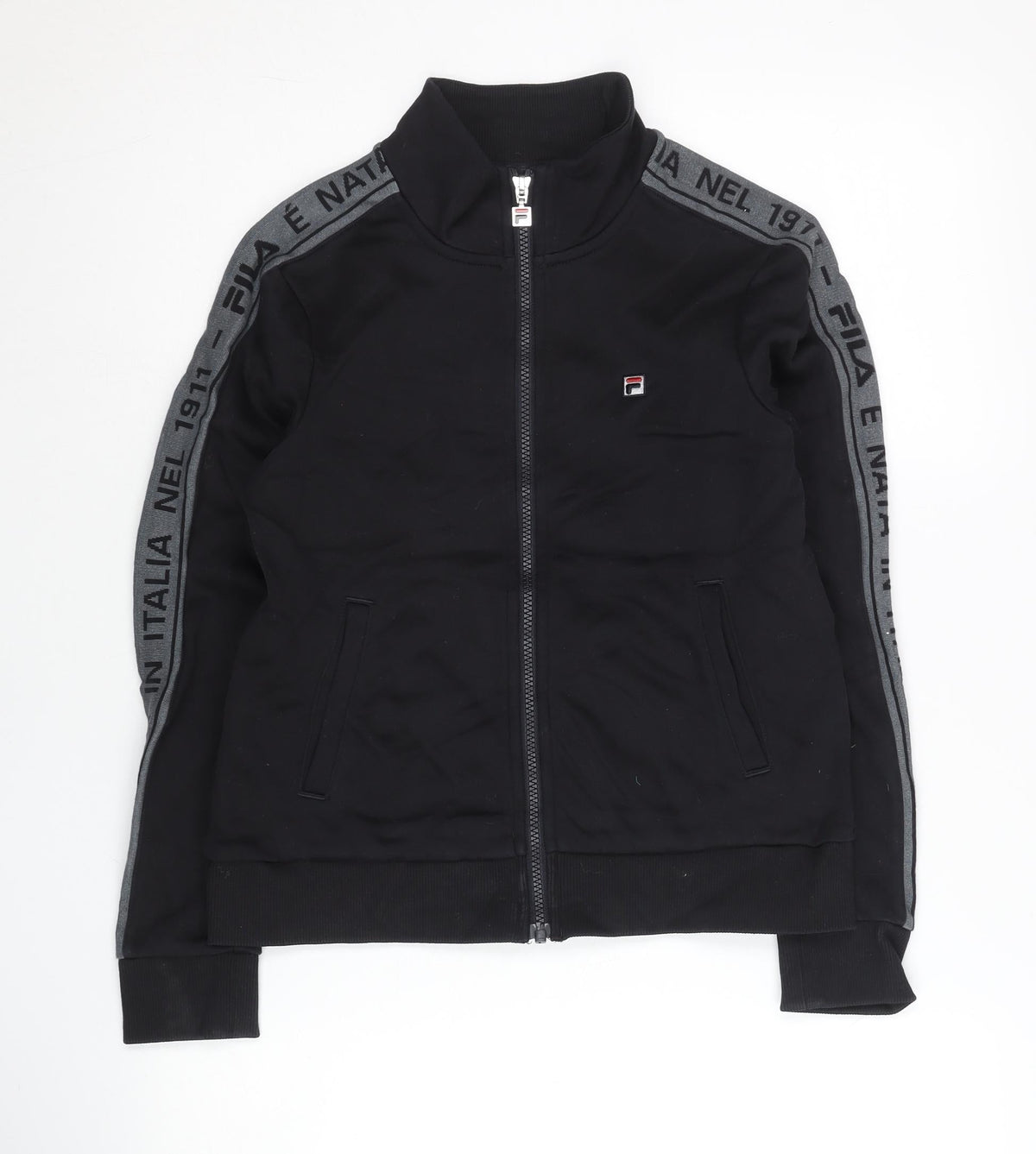 Fila Women Black Size 6 Track Jacket Full Zip Sportswear