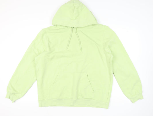 H&M Unisex Green XL Relaxed Fit Pullover Hoodie Cotton Blend