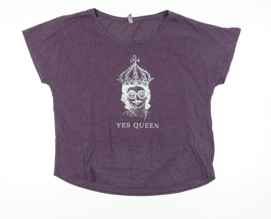 Next Level Women’s Purple 3XL Graphic T-Shirt Yes Queen Relaxed Fit
