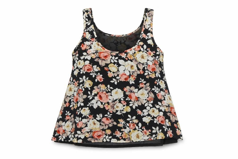 Parisian Collection Womens Black Floral Camisole Tank Top Size 8