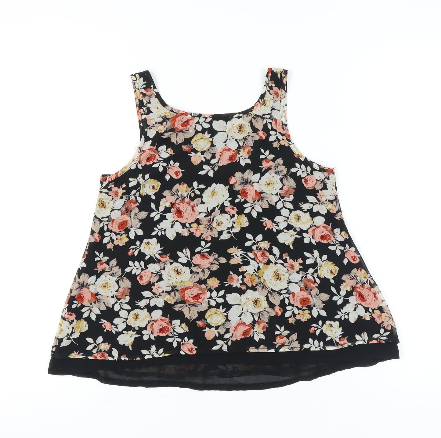 Parisian Collection Womens Black Floral Camisole Tank Top Size 8