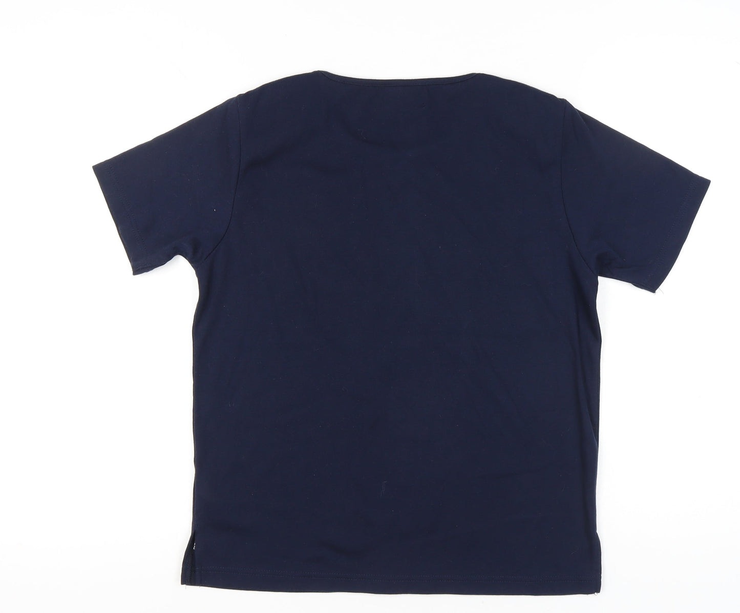 Casamia Women’s Blue Embroidered Floral T-Shirt S Short Sleeve