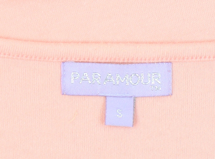 Paramour Womens Pink Scoop Neck Beaded Short Sleeve T-Shirt Size S