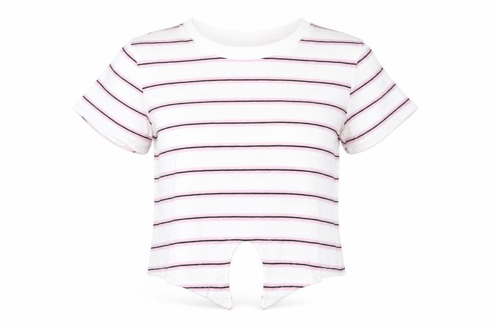 H&M Divided Women’s White Striped XS Cotton Short Sleeve T-Shirt