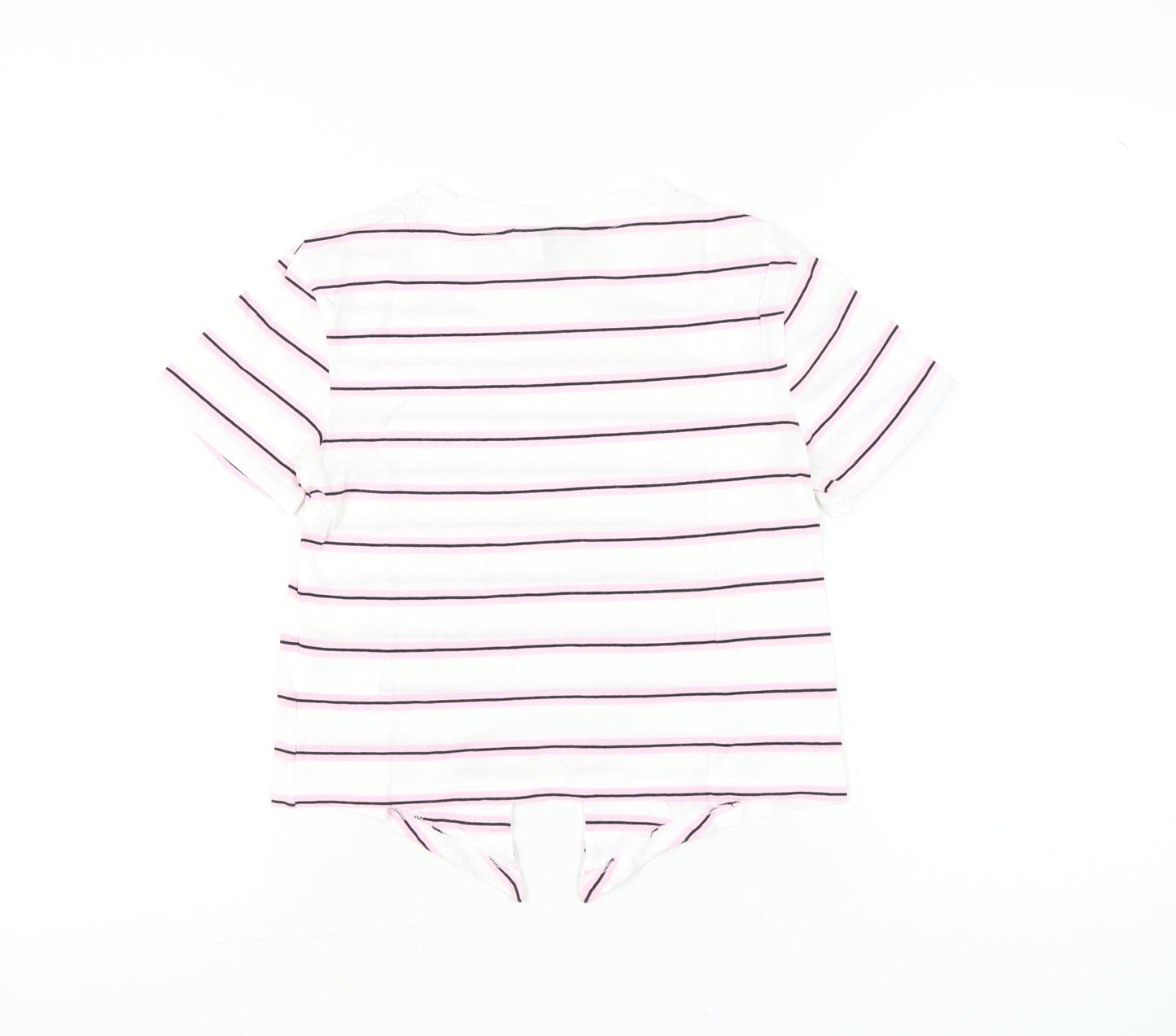 H&M Divided Women’s White Striped XS Cotton Short Sleeve T-Shirt