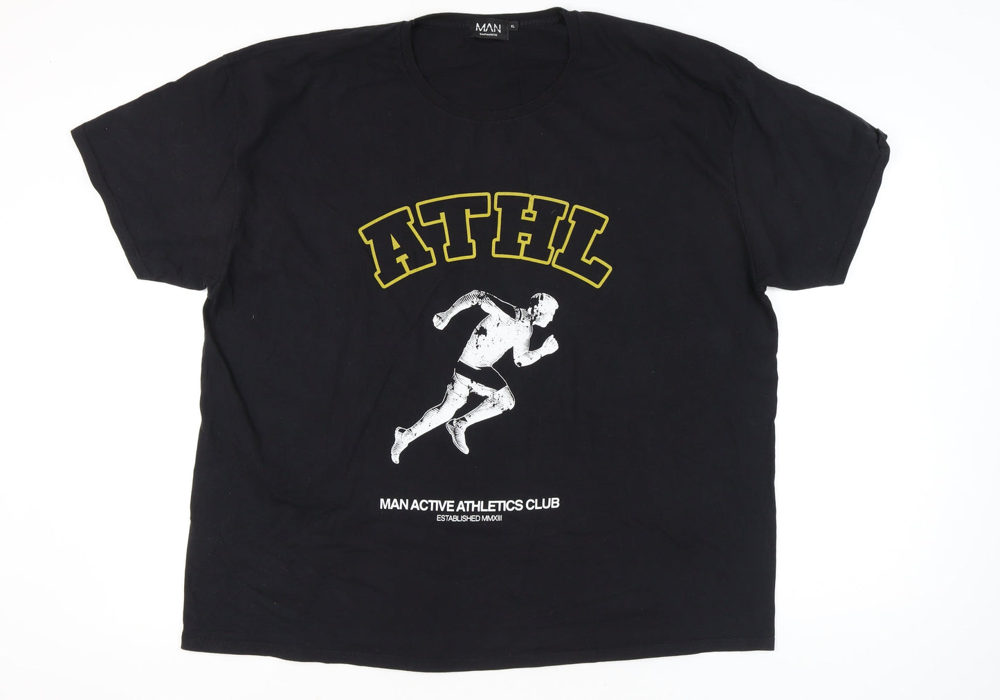boohooMAN Men's Black XL Graphic Sports T-Shirt Crew Neck