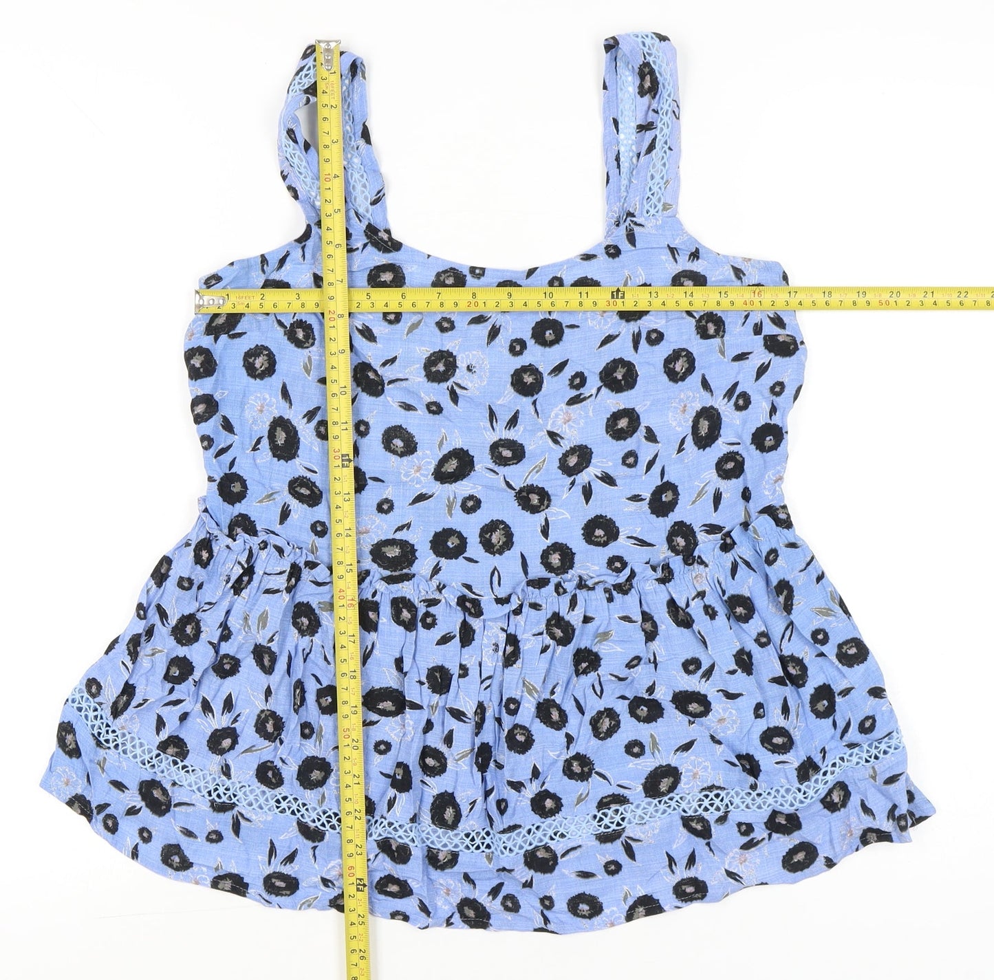 Next Women’s Blue Floral Camisole Tank Top UK 12 Summer Casual
