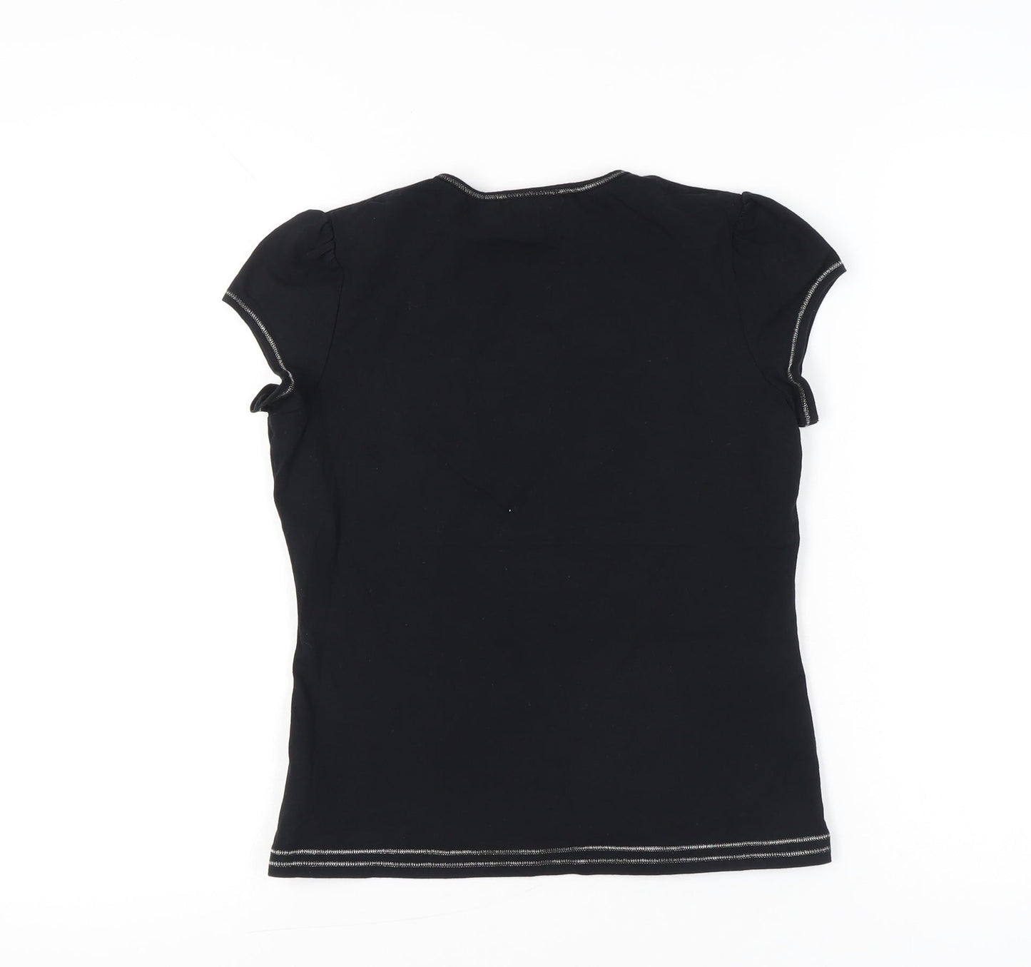 Next Petite Womens Black Size 12 Rhinestone Slogan T-Shirt