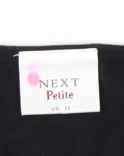 Next Petite Womens Black Size 12 Rhinestone Slogan T-Shirt