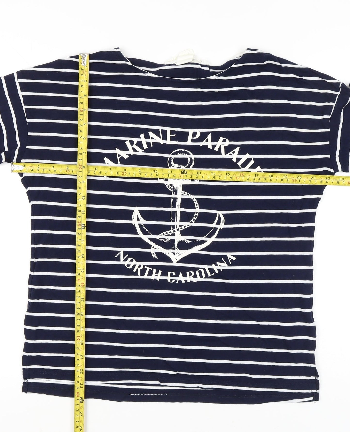 H&M Womens Blue Striped Nautical Long Sleeve Cotton T-Shirt S