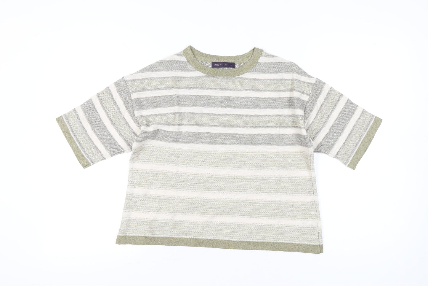 Marks and Spencer Women’s Grey Striped Knit T-Shirt UK 14