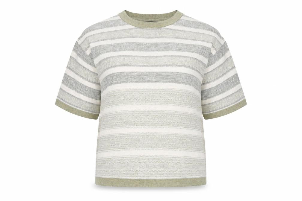 Marks & Spencer Women’s Grey Striped Knit T-Shirt UK 14