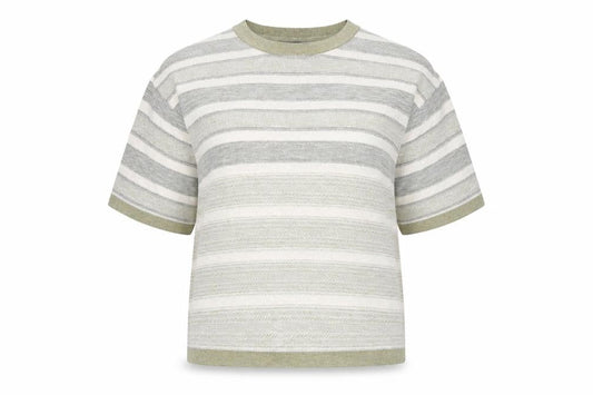 Marks and Spencer Women’s Grey Striped Knit T-Shirt UK 14