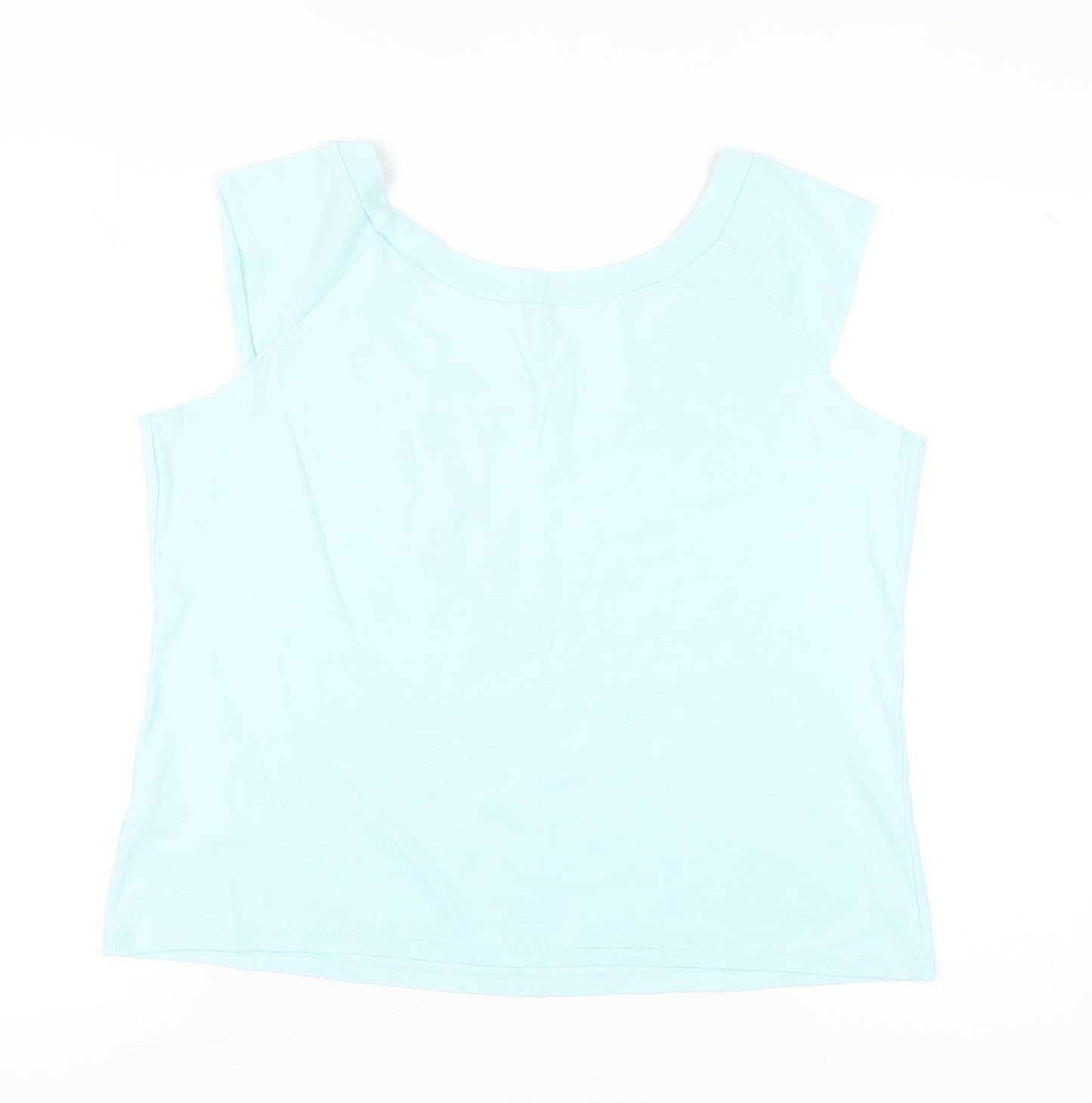 Marks and Spencer Women’s Blue Embroidered Cotton Sleeveless T-Shirt UK 22