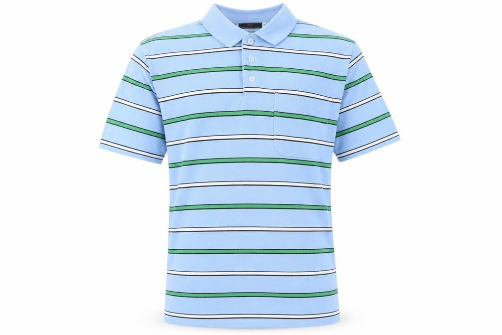 Fight the Wolf Men’s Blue Striped Polo Shirt XL Cotton Blend