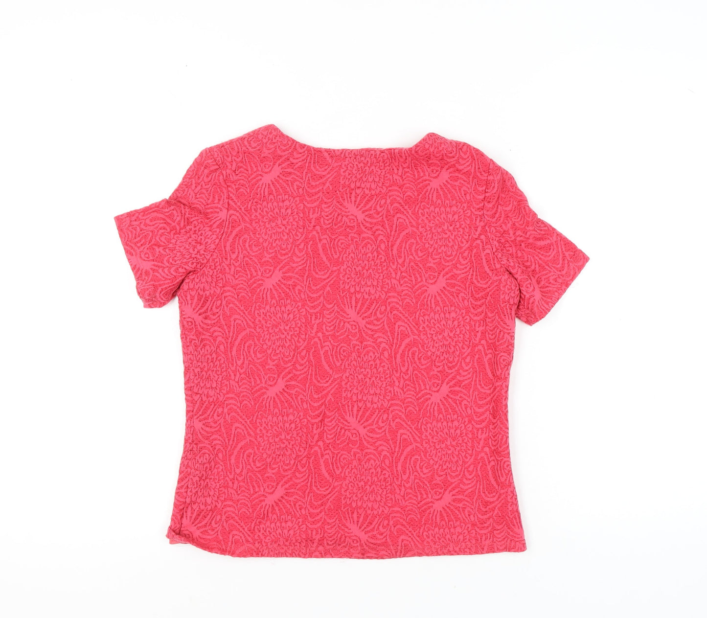 Honor Millburn Womens Pink Jacquard T-Shirt Size 12 Short Sleeve