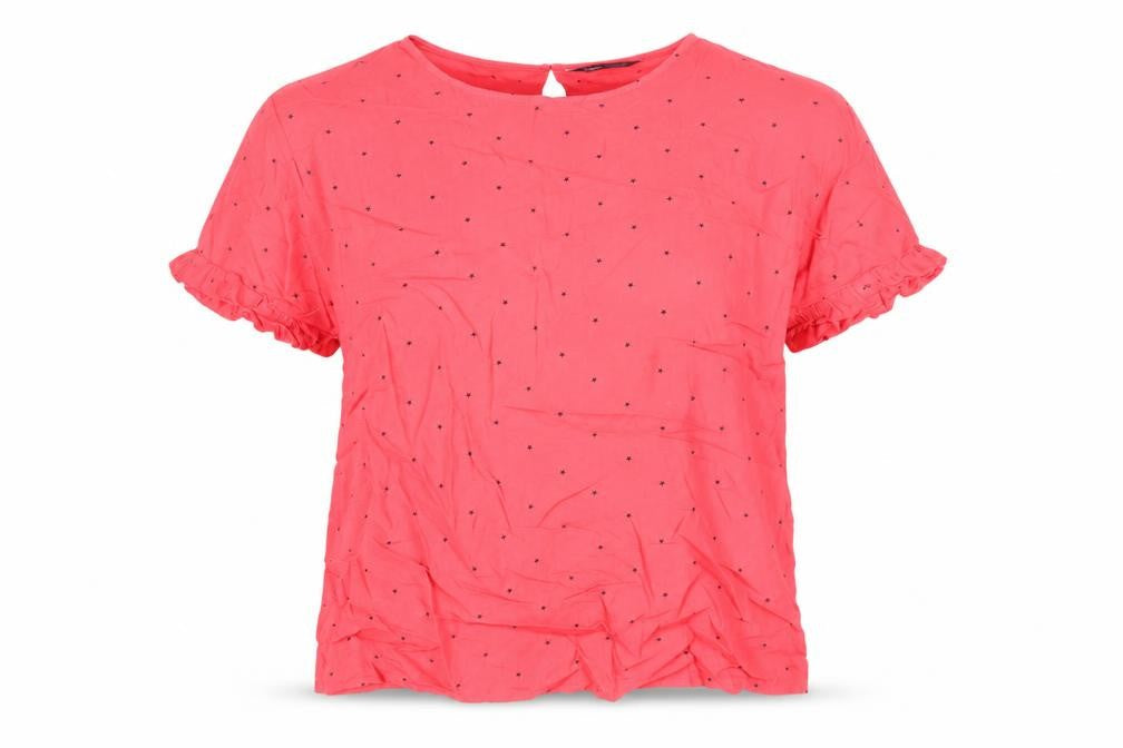 Marks & Spencer Womens Pink Polka Dot Blouse Size 12 Short Sleeve