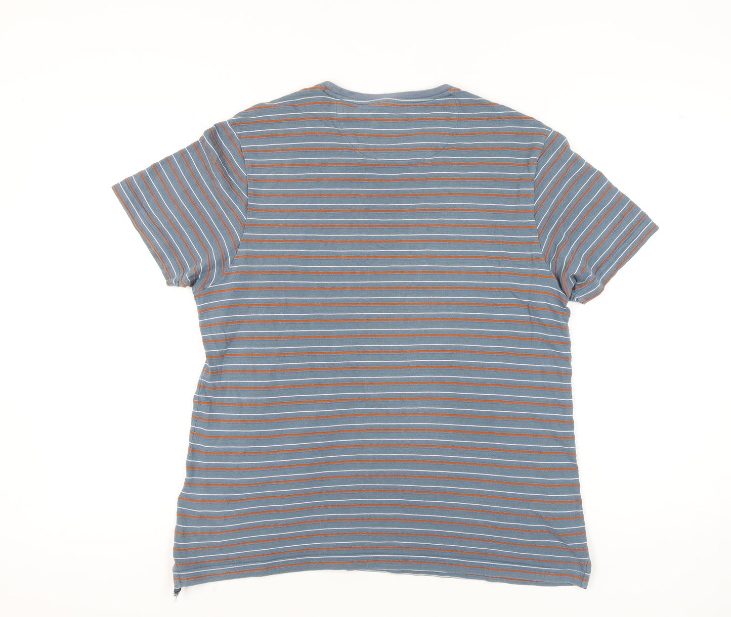 Farah Men's Blue XL Striped Cotton T-Shirt Crew Neck