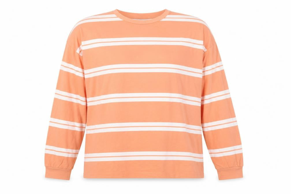 ASOS Design Womens Orange Striped Long Sleeve Cotton T-Shirt UK 10