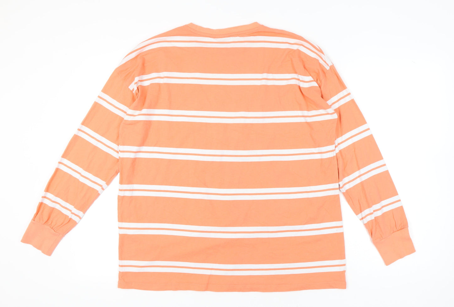 ASOS Design Womens Orange Striped Long Sleeve Cotton T-Shirt UK 10