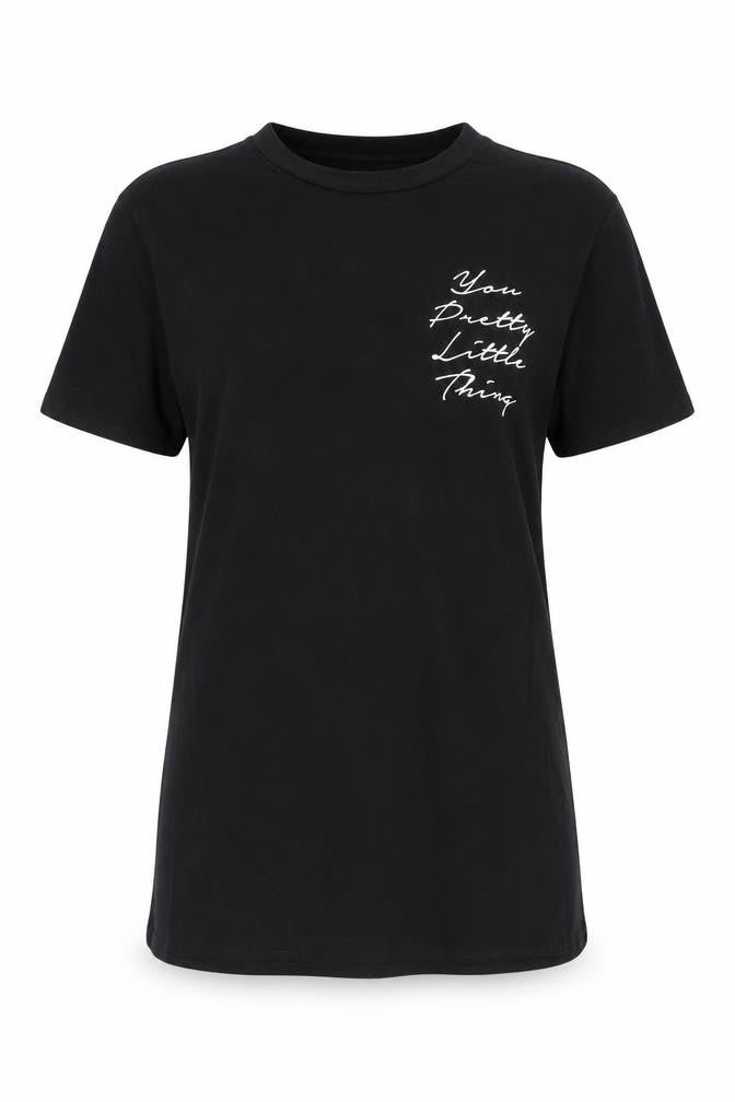 PRETTYLITTLETHING Women's Black Size 8 Short Sleeve Cotton T-Shirt