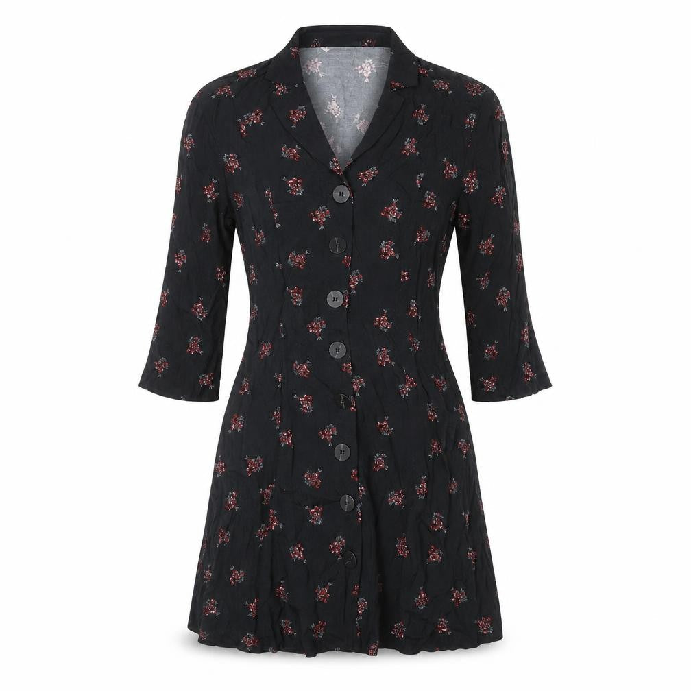Mango Womens Black Floral Shirt Dress Size 8 Viscose Casual