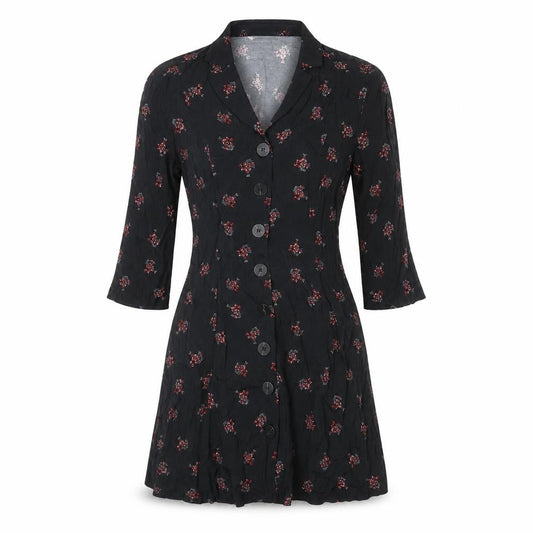 Mango Womens Black Floral Shirt Dress Size 8 Viscose Casual
