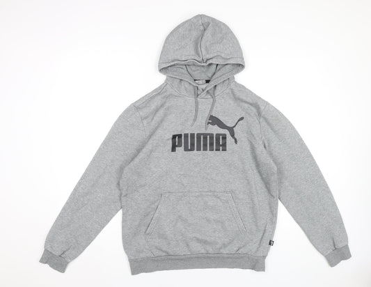 Puma Men’s Grey Pullover Hoodie Sweatshirt Size M Logo Sportswear