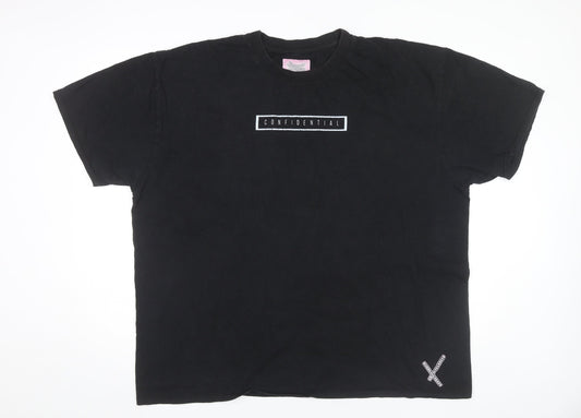 HXGHLYCLSSXFD Mens Black Cotton Graphic Print T-Shirt Size L