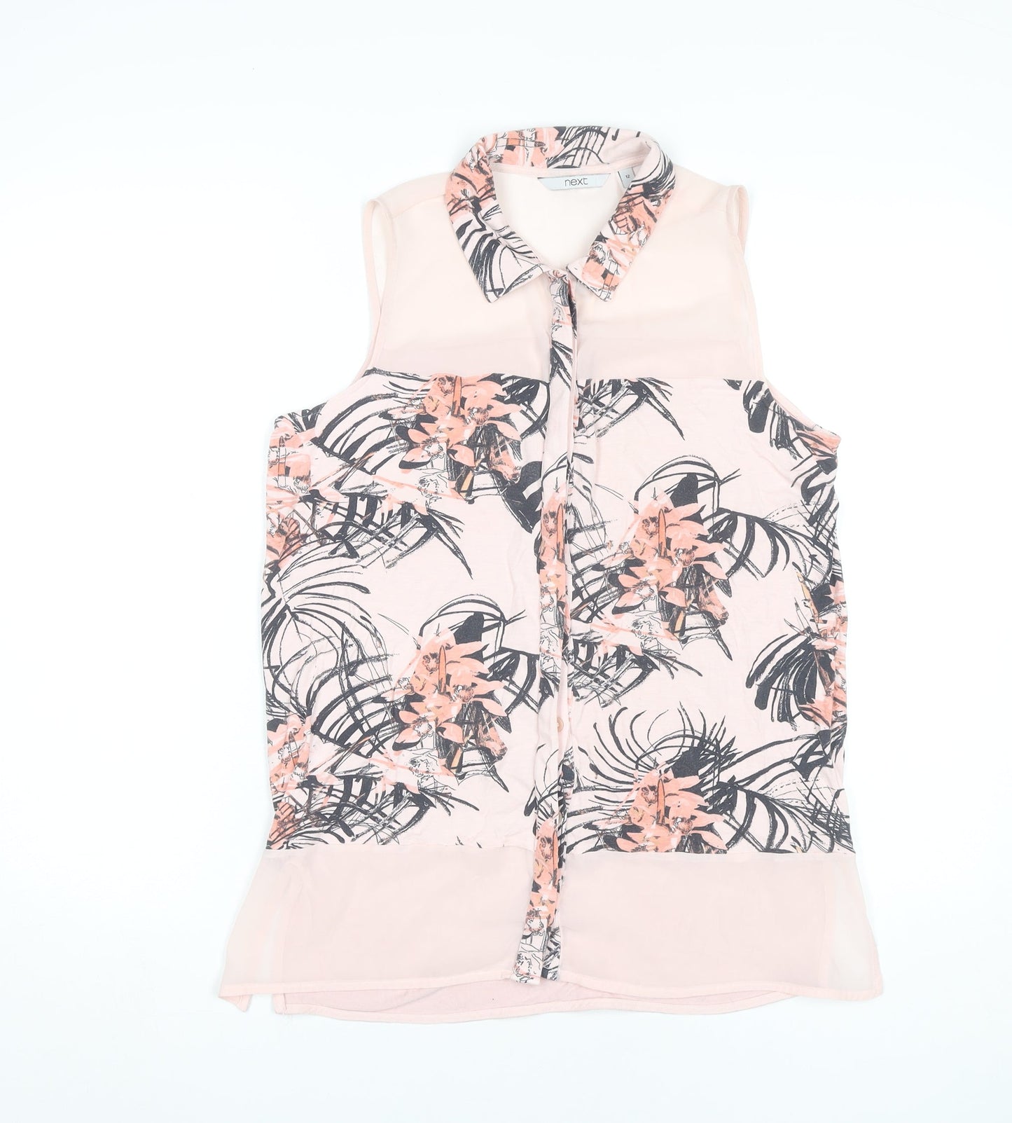 Next Women’s Pink Floral Sleeveless Collared Blouse UK 12