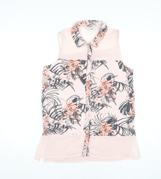 Next Women’s Pink Floral Sleeveless Collared Blouse UK 12