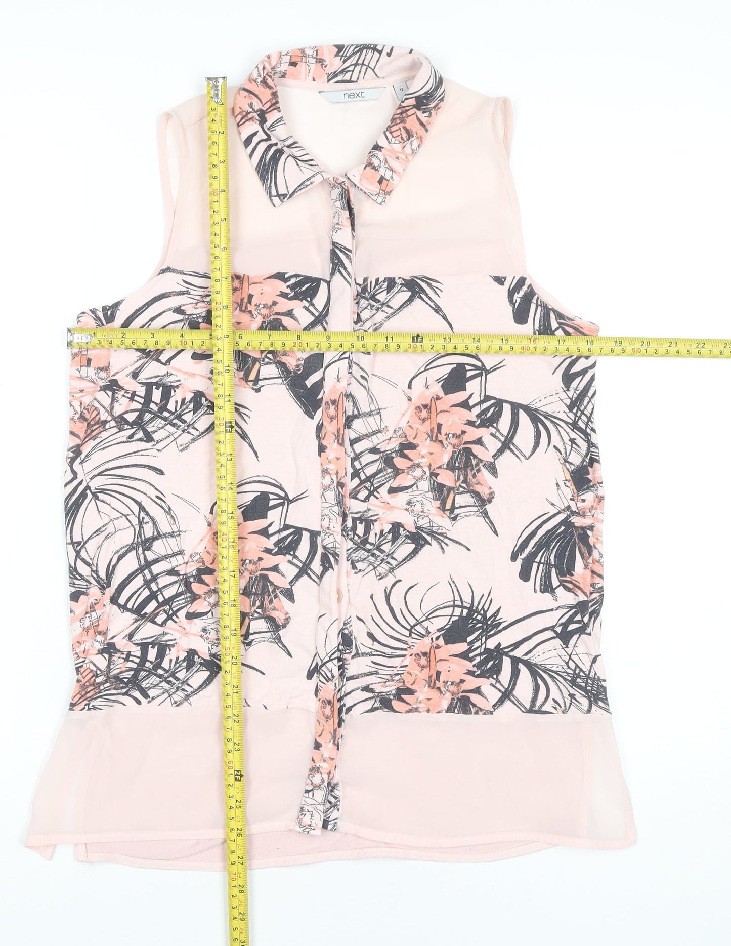 Next Women’s Pink Floral Sleeveless Collared Blouse UK 12