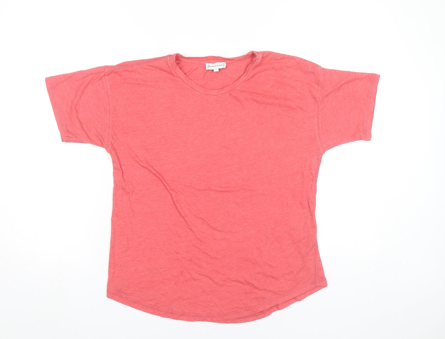Warehouse Womens Pink Cotton Blend Crew Neck T-Shirt UK 10
