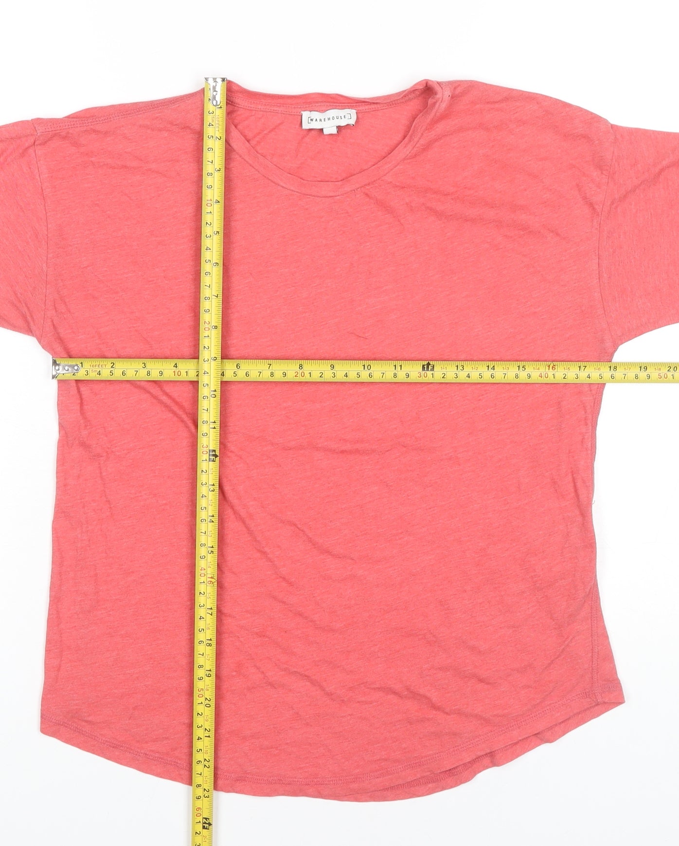Warehouse Womens Pink Cotton Blend Crew Neck T-Shirt UK 10
