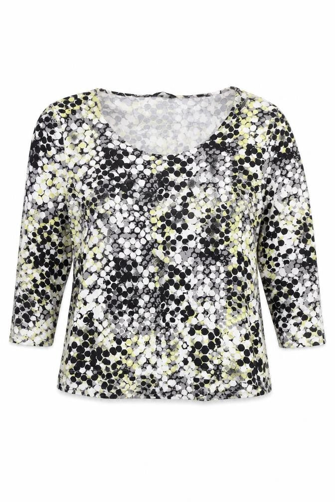 Minuet Petite Womens Multicoloured Geometric Blouse L Tunic 3/4 Sleeve