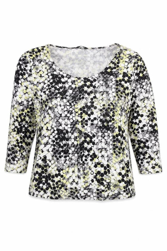 Minuet Petite Womens Multicoloured Geometric Blouse L Tunic 3/4 Sleeve