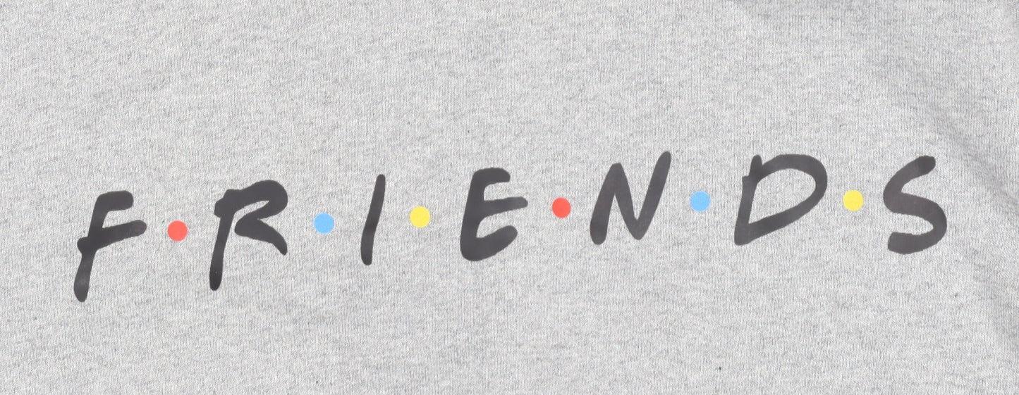 Friends Grey Unisex Adults Pullover Hoodie Small Logo Print