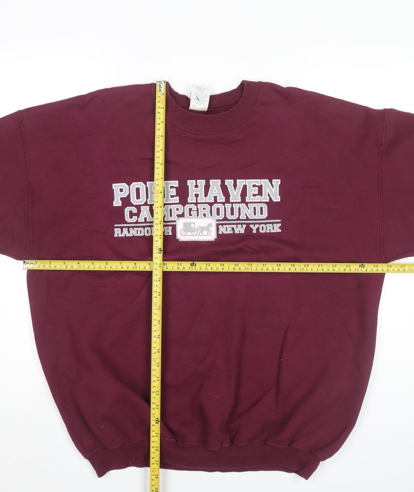 Mens XL Burgundy Purple Pullover Sweatshirt Pope Haven Campground Logo