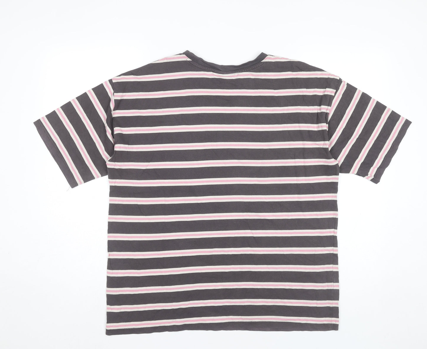 ASOS Design Womens Grey Striped T-Shirt UK 8 Casual Crew Neck