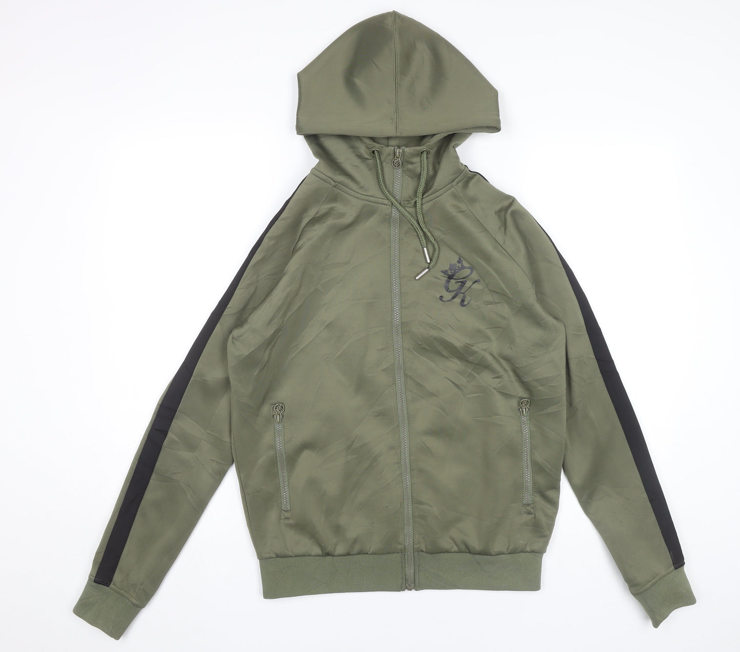 Gym King Men’s Green Full Zip Hoodie Slim Fit Size S Hooded Jacket