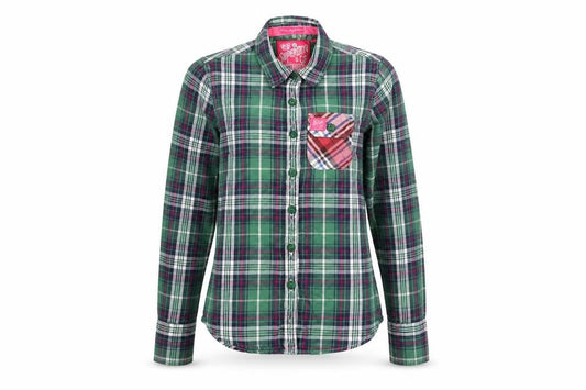Superdry Womens Green Plaid Cotton Button-Up Shirt 2XS Slim Fit