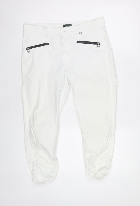 Golfino Women White Cotton Blend Jogger Trousers Size 14