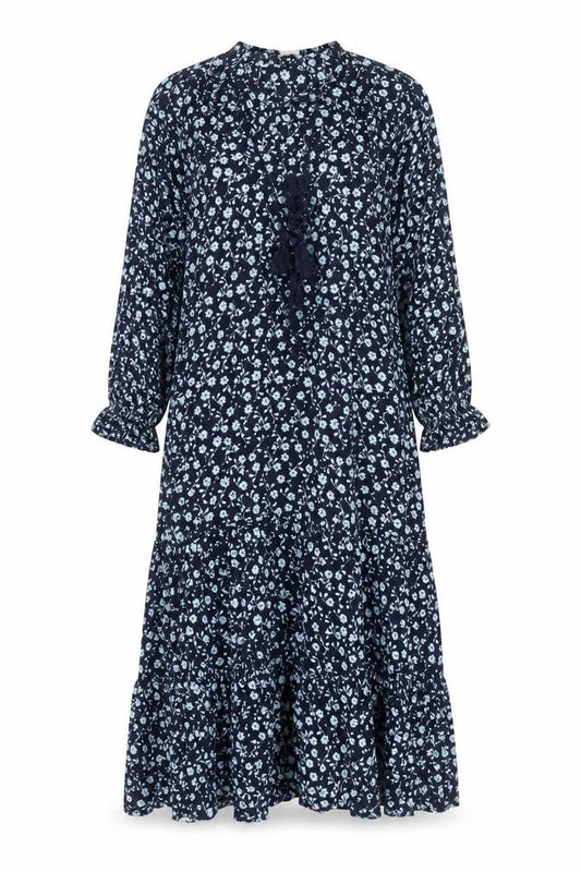 H&M Women’s Blue Floral Midi Maxi Dress Size 8 Boho Viscose