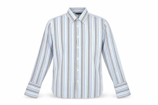 Next Men’s Blue Striped Cotton Dress Shirt XL Long Sleeve