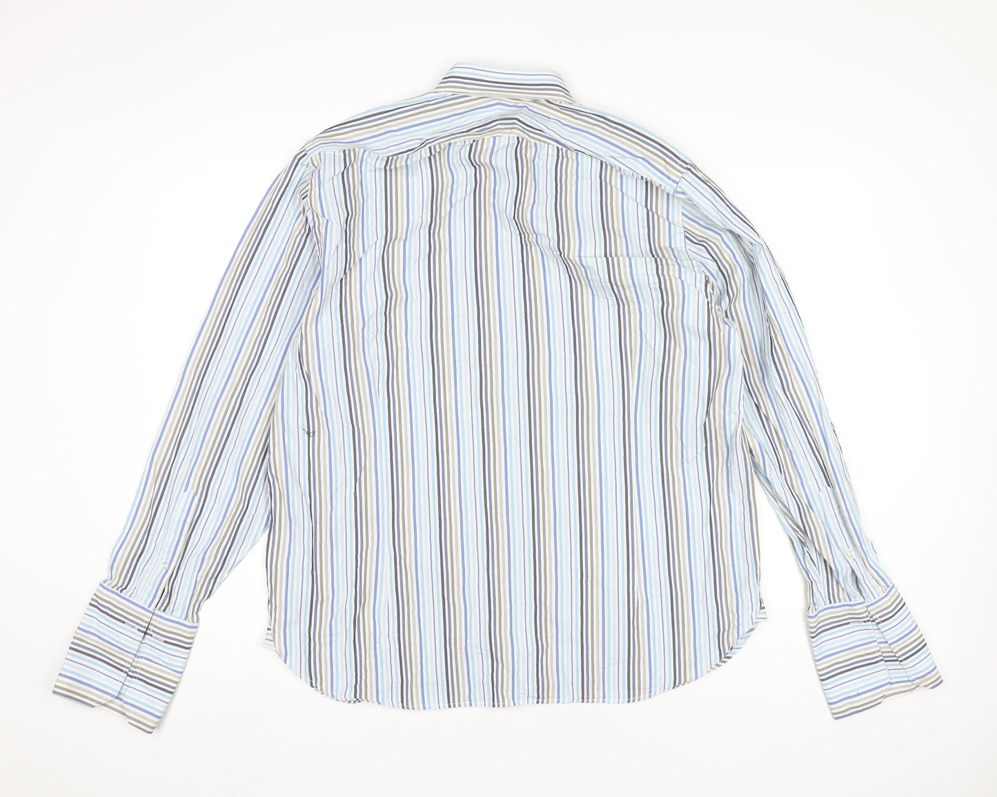 Next Men’s Blue Striped Cotton Dress Shirt XL Long Sleeve
