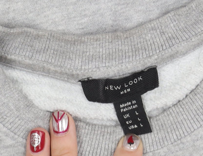 New Womens Look Grey Pullover Sweatshirt L Crew Neck